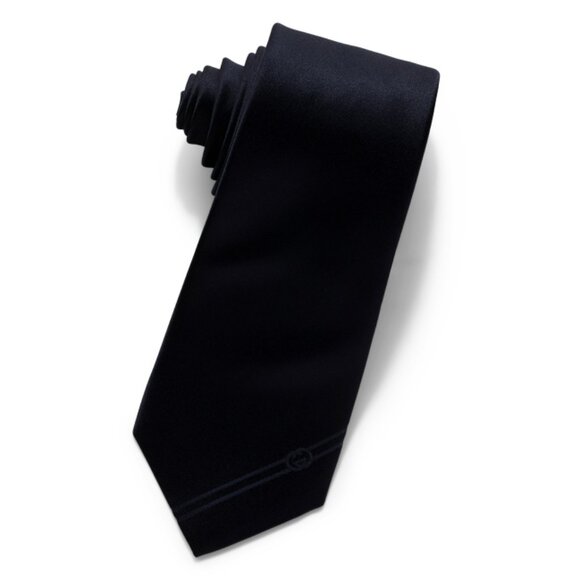 GUCCI Midnight Blue Men's Made In Italy Designer Silk Tie - Picture 1 of 1